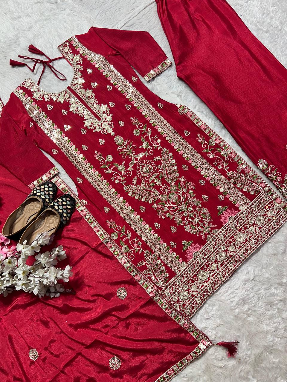 Regal Scarlet Heritage Kurta Set